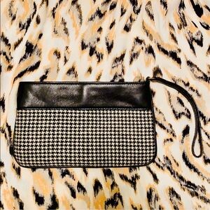 Arden B small houndstooth leather wristlet
